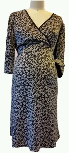Motherhood Maternity Black & White Floral Wrap-style  Dress