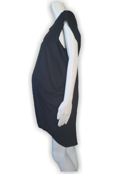 Black Draped Detail Knit Dress