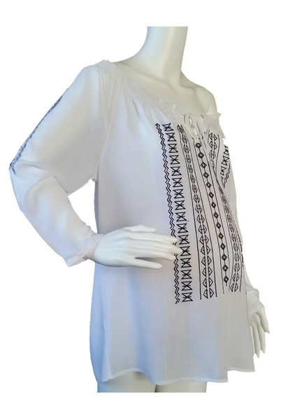 Off the Shoulder Embroidered Tunic Top