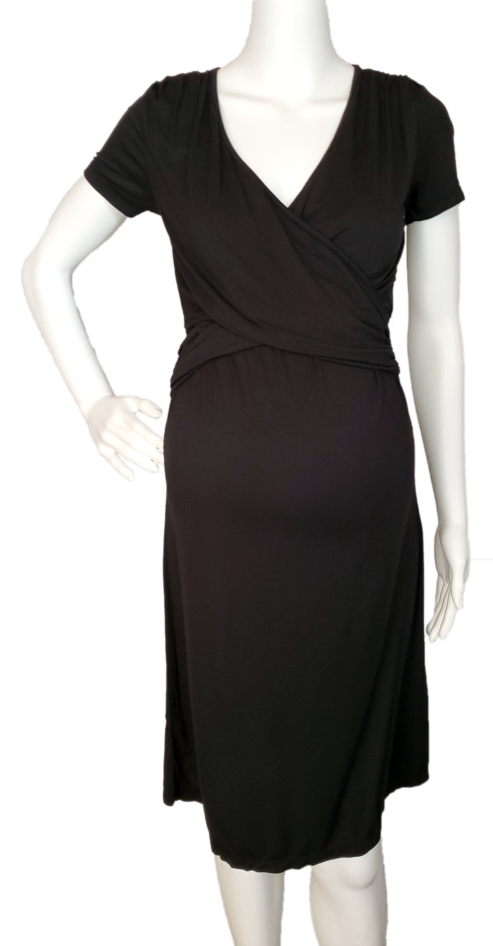 Criss-Cross Top Black Knit Maternity & Nursing Dress Criss-Cross Top Black Knit Maternity & Nursing Dress