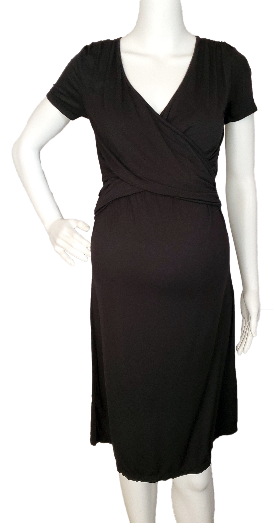 Criss-Cross Top Black Knit Maternity & Nursing Dress