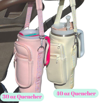 Stanley Cup Holder for Stroller- w/ Large Phone Pocket, Crossbody Strap & Wallet, Fits Most 30/40 Ounce Styles , Water Bottle Holder for Moms, Travelers & Active Lifestyles