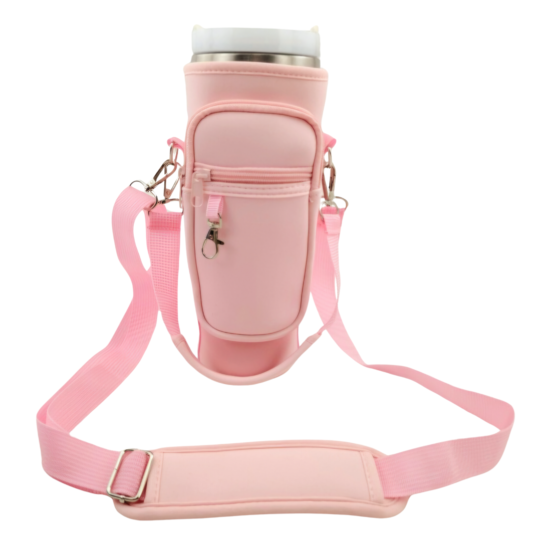 Stanley Cup Holder for Stroller- w/ Large Phone Pocket, Crossbody Strap & Wallet, Fits Most 30/40 Ounce Styles , Water Bottle Holder for Moms, Travelers & Active Lifestyles