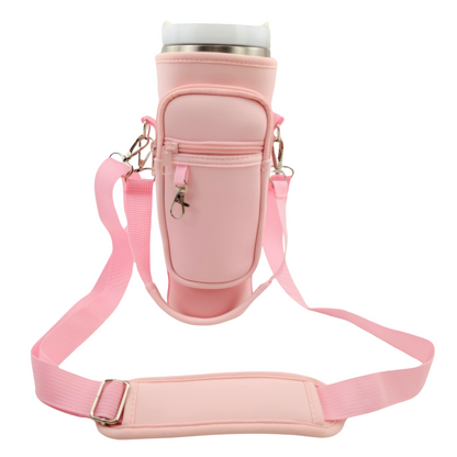 Stanley Cup Holder for Stroller- w/ Large Phone Pocket, Crossbody Strap & Wallet, Fits Most 30/40 Ounce Styles , Water Bottle Holder for Moms, Travelers & Active Lifestyles