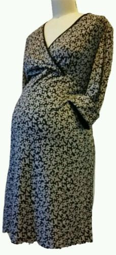 Motherhood Maternity Black & White Floral Wrap-style  Dress