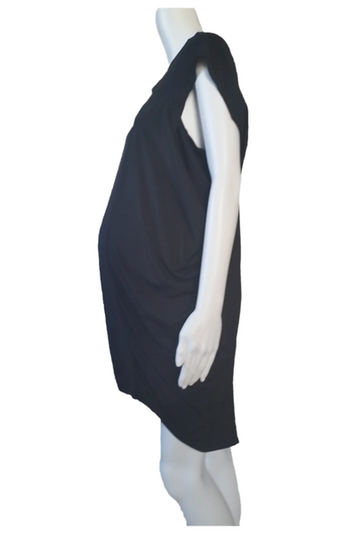 Black Draped Detail Knit Dress
