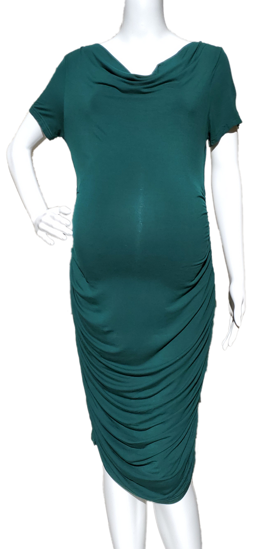PattyBoutik Mama Emerald Cowl Neck Dress