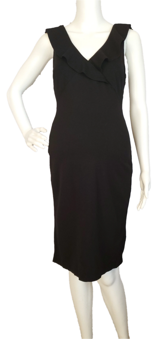 Ruffle Detail Sleeveless Knit Maternity Dress