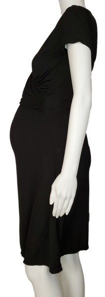 Criss-Cross Top Black Knit Maternity & Nursing Dress