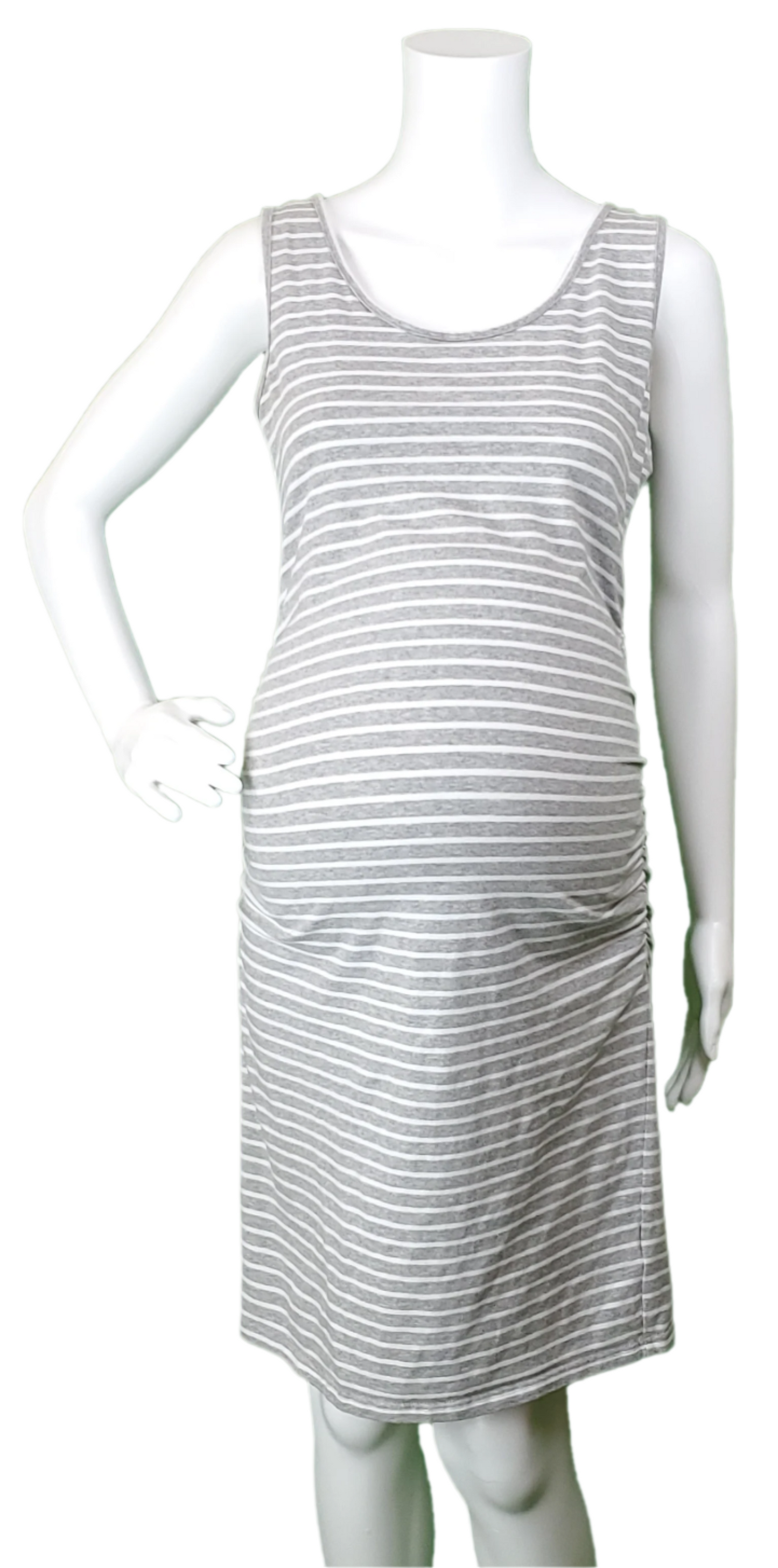 Gray and White Striped Maternity Tank Dress Gray and White Striped Maternity Tank Dress