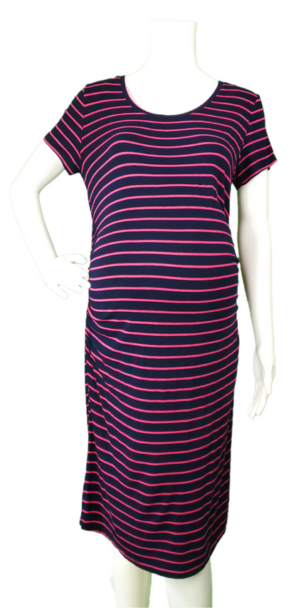 Liz Lange Maternity Pink Striped T-shirt Dress Liz Lange Maternity Pink Striped T-shirt Dress